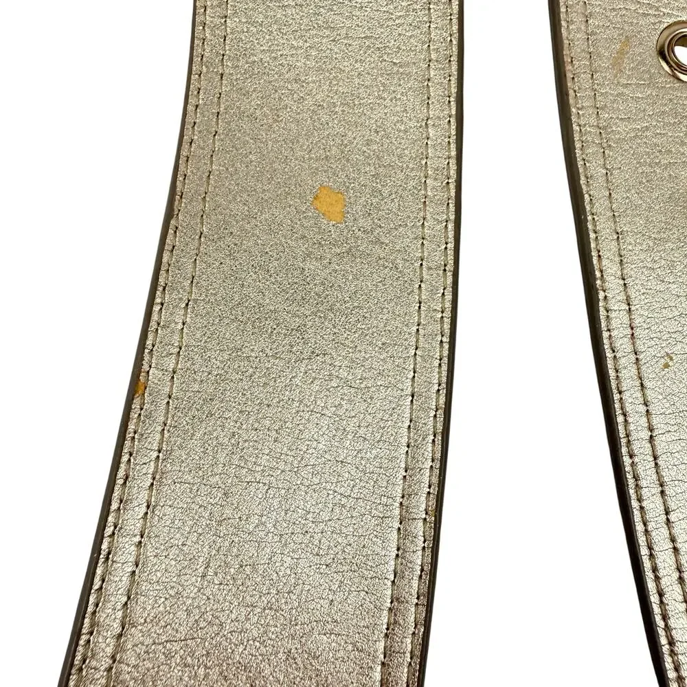 Via Spiga Snake Embossed Suede Leather Wide Belt Gold Hardware Y2K Low Slung